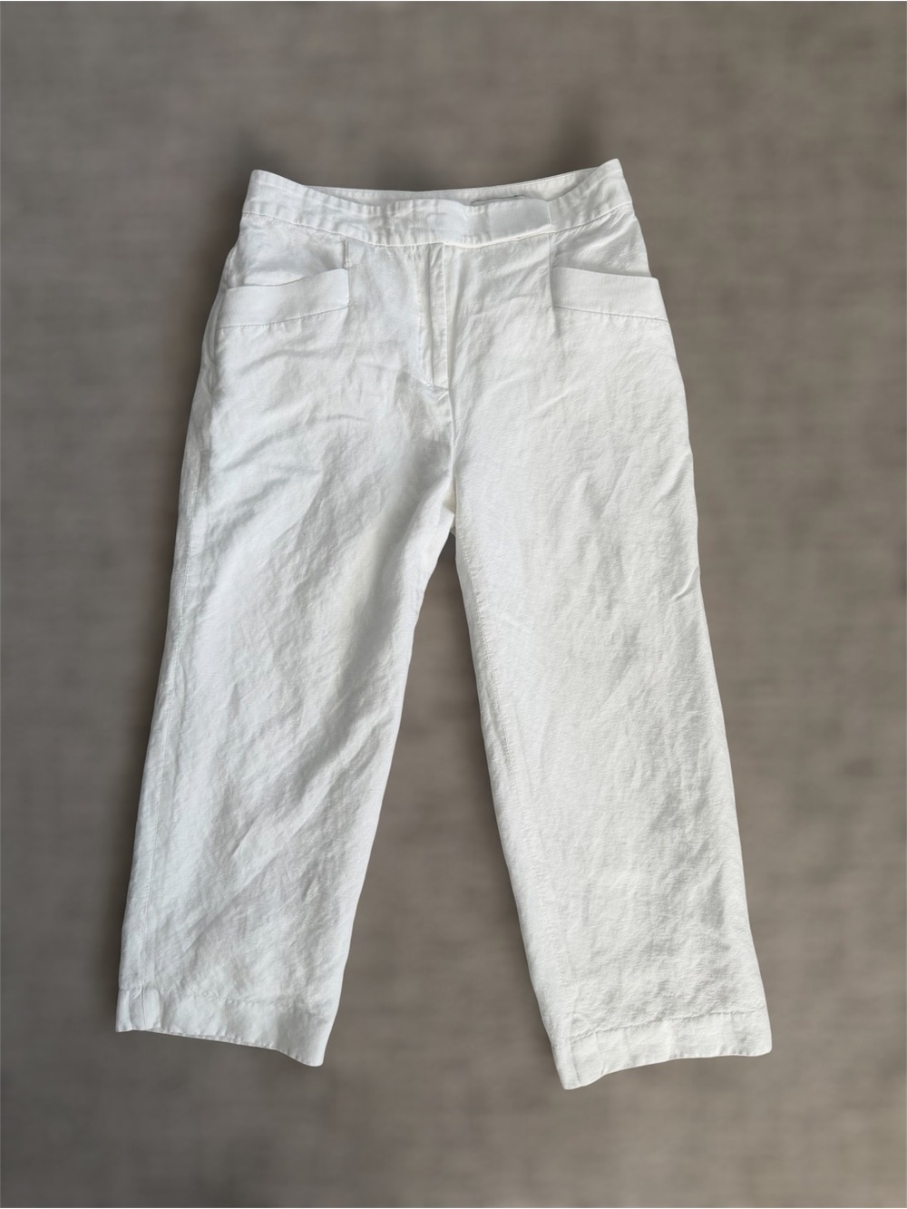 Club Monaco White Linen Blend Wide Leg Cropped Pants